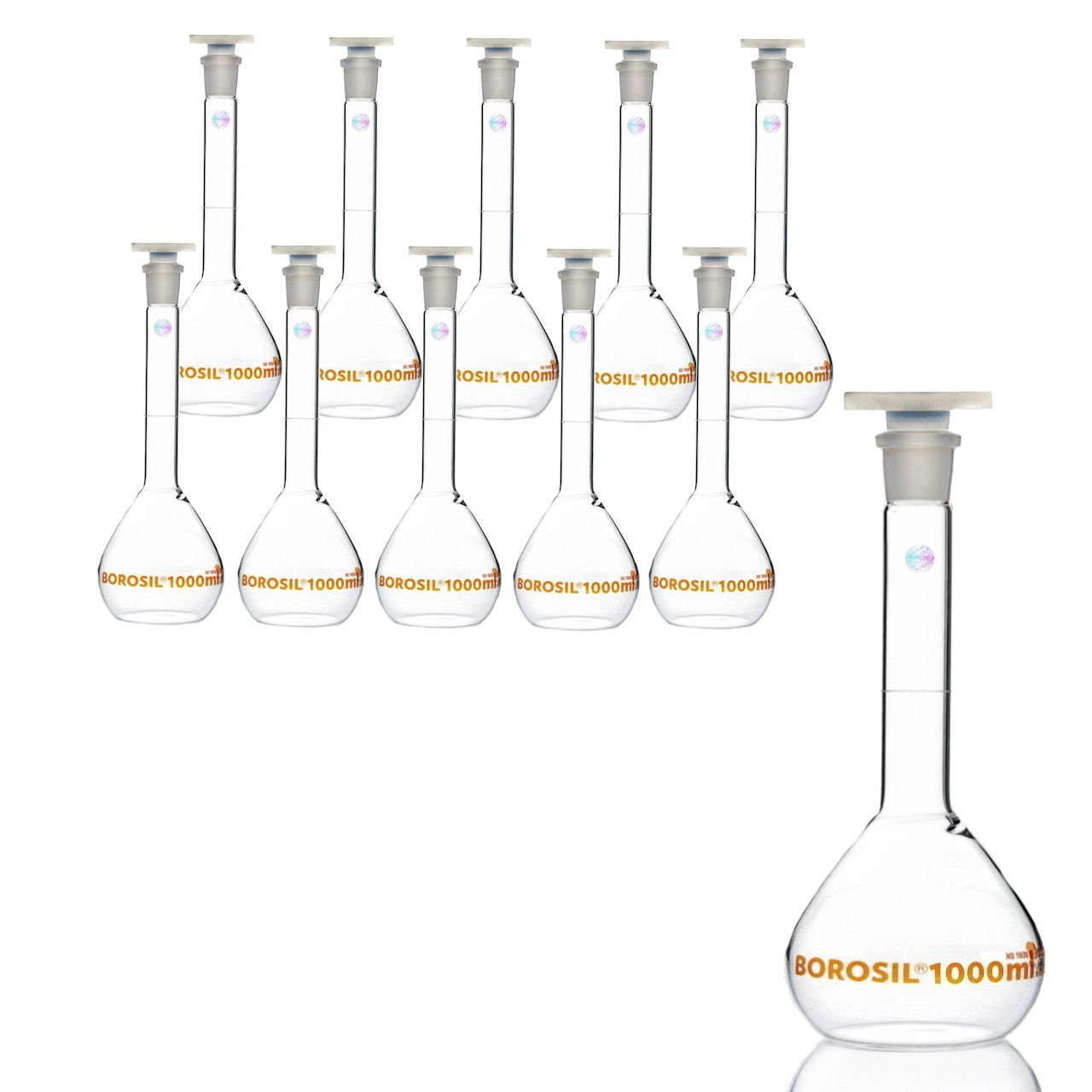 Borosil Cam Balon Joje 1000ml - Plastik Tıpalı 10Adet Toptan
