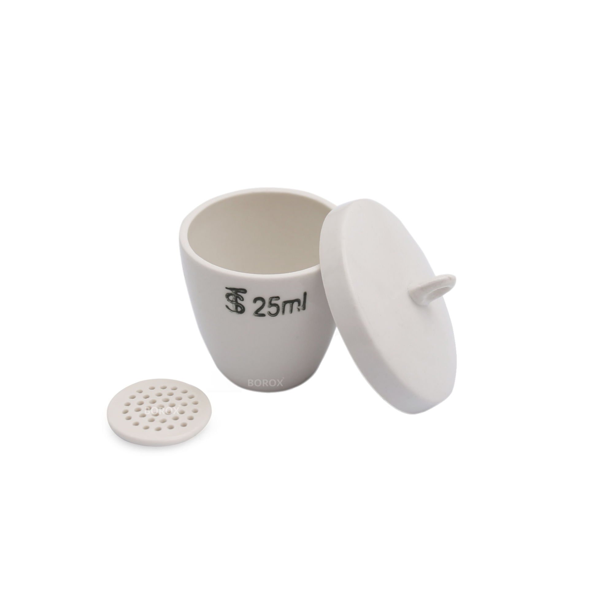Borox Porselen Kroze Kapaklı 25ml - Çap 35mm - Dibi Delikli