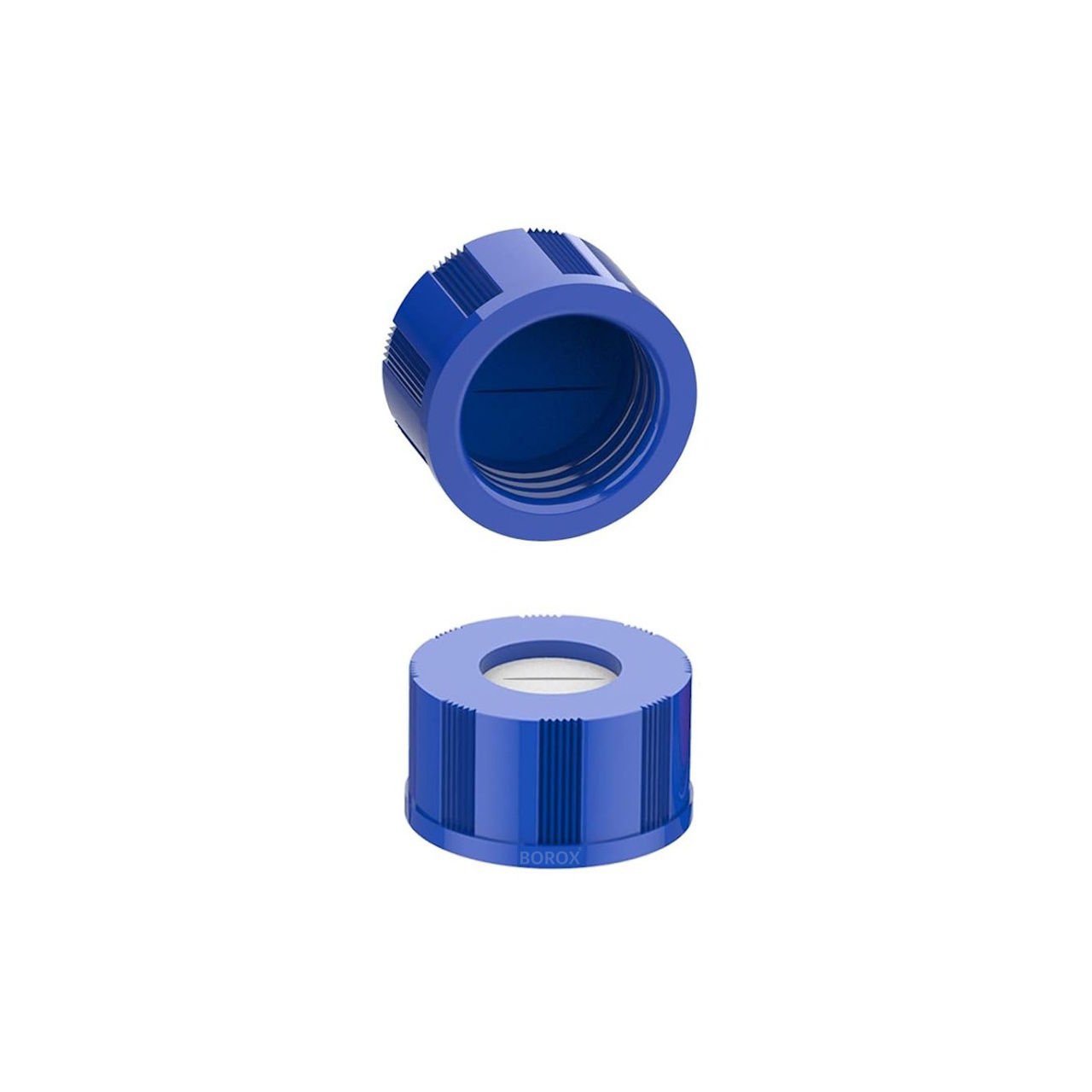 BOROX Yarıklı Mavi Screw Vial Kapağı ND9 -Mavi PTFE/Beyaz Silikon Septa- 100lü