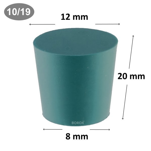 Borox Silikon Tıpa 8x12x20 mm - Kapak NS 10/19 - 1 Adet