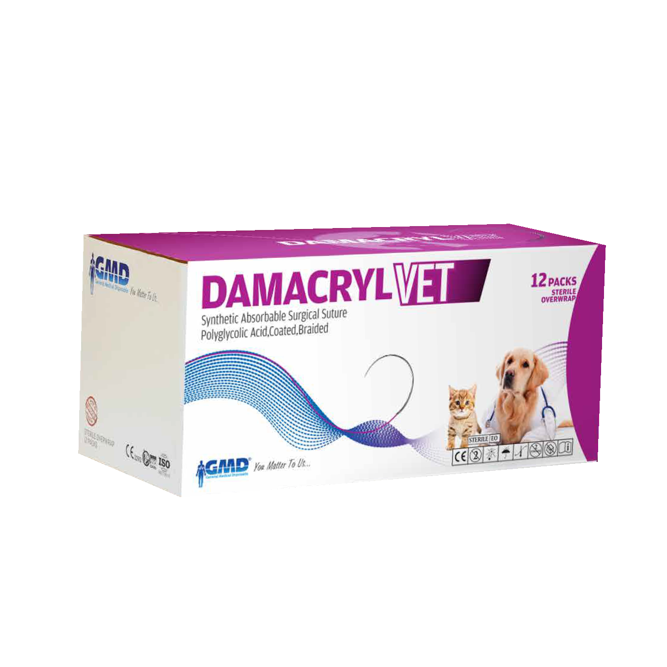 Damacryl Emilebilir Sütür Veteriner Dikiş İpliği USP: 2-75cm - PGA İplik - 1/2 Daire 40mm - Yuvarlak İğne