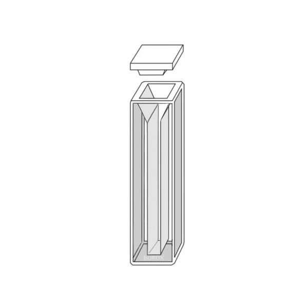 Cam Spektrofotometre Küveti - Semi Mikro 1.4 ml PTFE Kapaklı - 4 Adet Kutu