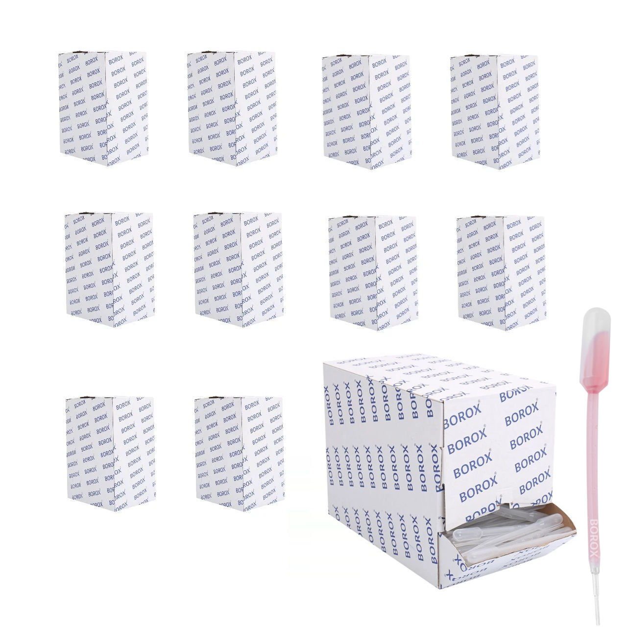 Borox Pastör Pipeti - Plastik Damlalık 0.5-1.0ml - 5000 Adet