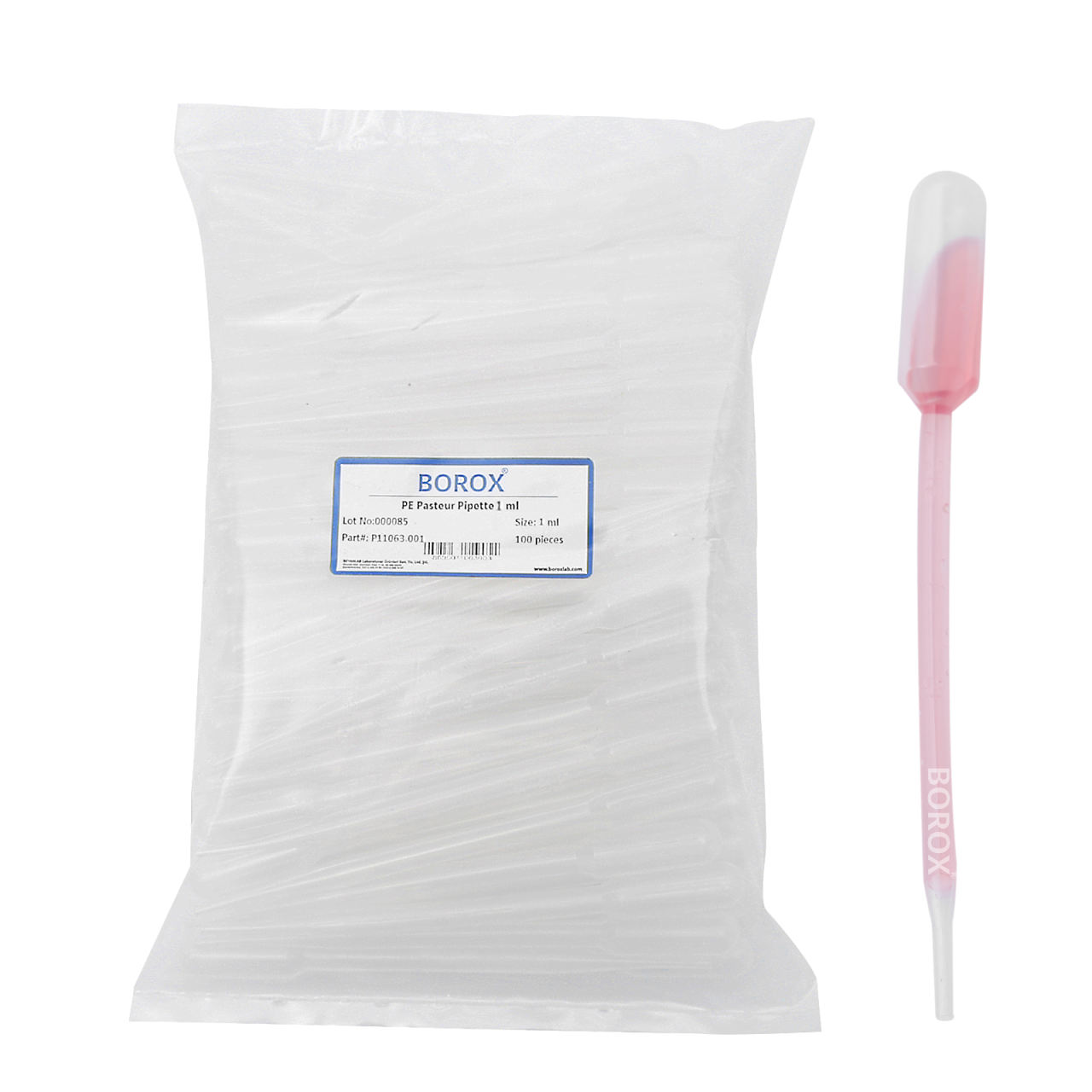 Borox Pastör Pipeti - Plastik Damlalık 0.5-1.0 ml - 100 Adet