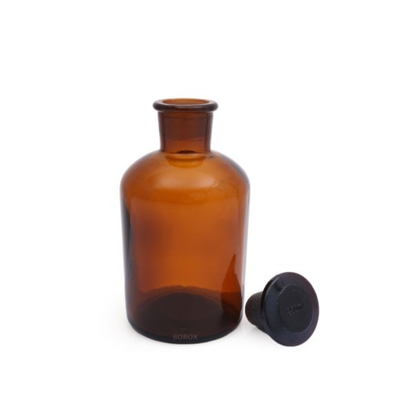 Borox Amber Cam Miyar Şişe 250 ml - Şilifli Cam Tıpalı Şişe
