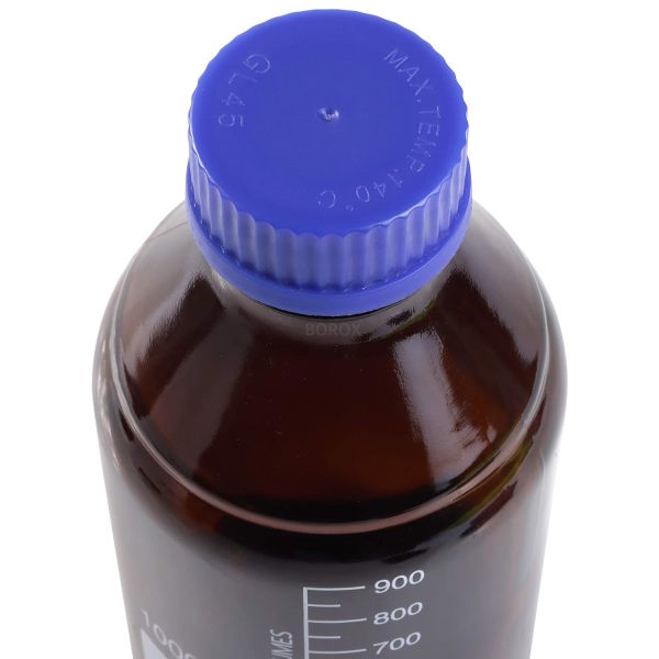 Borox Amber Cam Şişe 1000 ml - Vida Kapaklı Boş Numune Şişesi - Otoklav Şişe - 10 Adet Toptan
