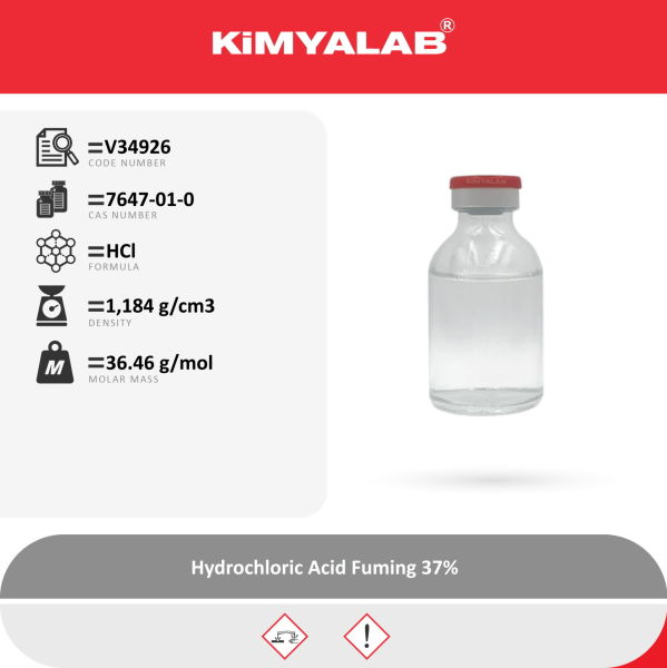 Kimyalab Hidroklorik Asit 1L- Hydrochloric Acid Fuming 37% - HCL