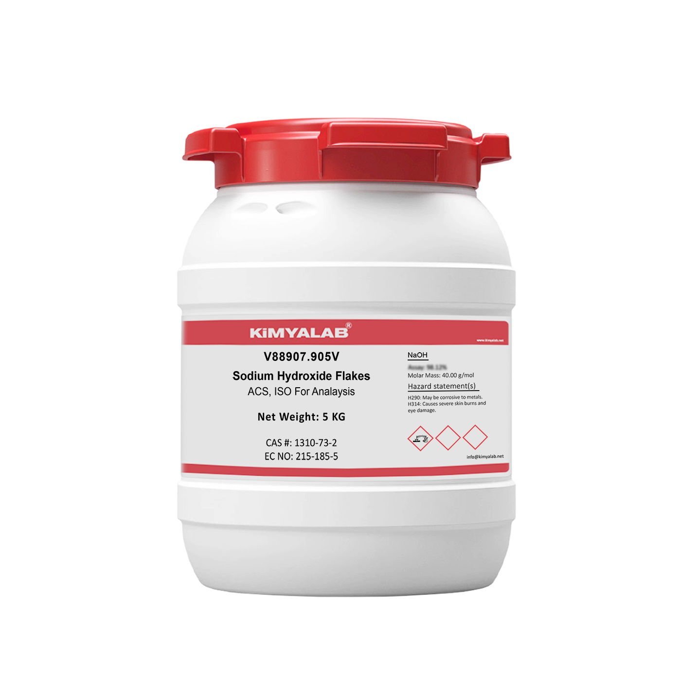Kimyalab Sodyum Hidroksit Payet - Kostik - Sodium Hydroxide Flakes - 5 Kg-HDPE Varil