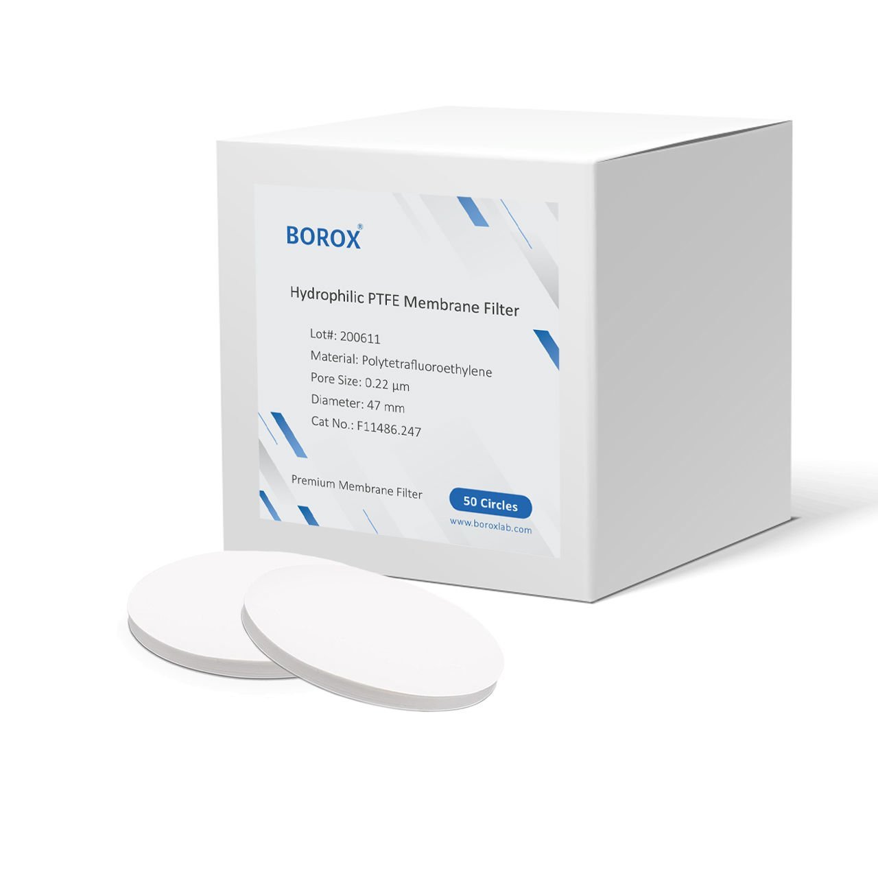 Borox Politetrafloroetilen PTFE Membran Filtre - 0.22µm 47mm - 50 Adet/Paket