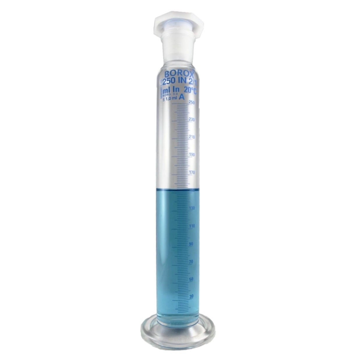 Borox Cam Çalkalamalı Mezür 50 ml - Şilifli Tıpalı Dereceli Silindir