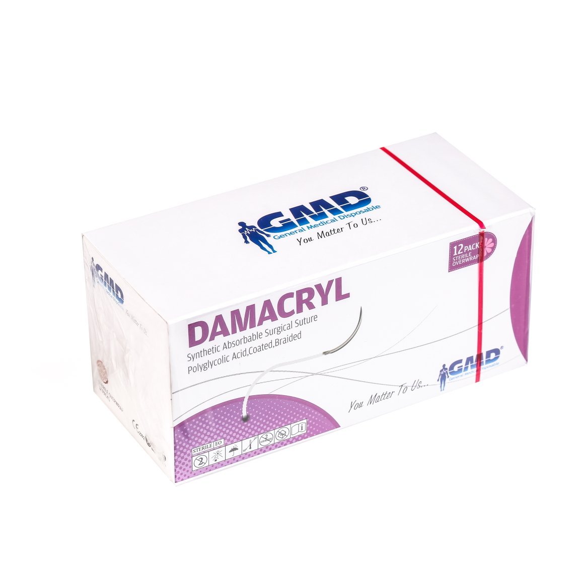 Damacryl Emilebilir Cerrahi Sütür - PGA İplik - USP: 2-90cm - 1/2 Daire 40 mm - Yuvarlak İğne