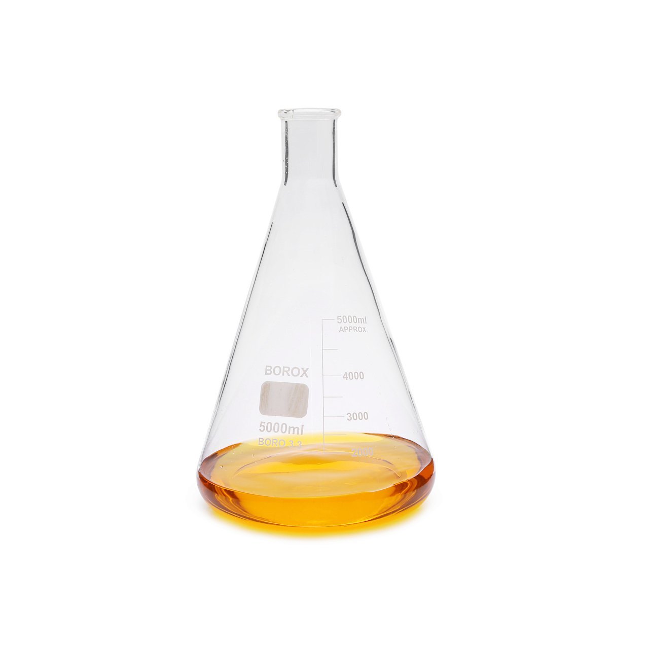 Borox Cam Erlen 5000ml - Dereceli Erlenmeyer Flask Dar Boyun