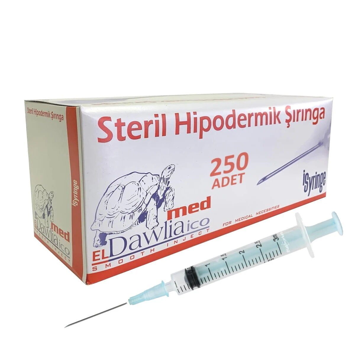 Enjektör Steril 3cc - Şırınga 3ml - 3 Parça - 250 Adet/paket