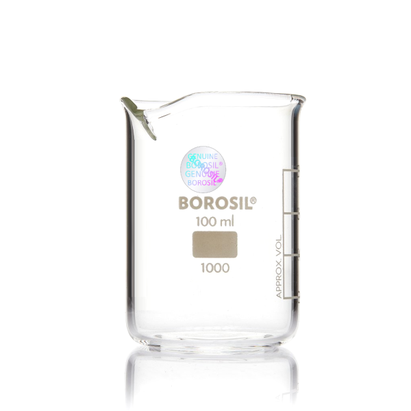 Borosil Cam Beher 100 ml - Kısa Form Isıya Dayanıklı Beaker