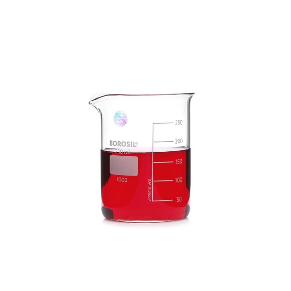 Borosil Cam Beher 250 ml - Kısa Form Isıya Dayanıklı Beaker