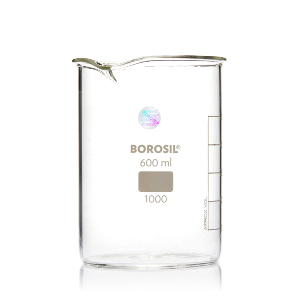 Borosil Cam Beher 600 ml - Kısa Form Isıya Dayanıklı Beaker