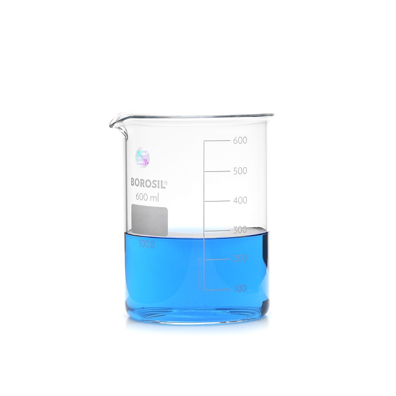 Borosil Cam Beher 600 ml - Kısa Form Isıya Dayanıklı Beaker