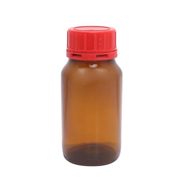 Borox Cam Amber Şişe Kırmızı Kapaklı Geniş Boyunlu - 500ml