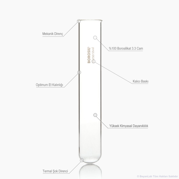 Borosil Cam Deney Tüpü 25x150 mm - Test Tüpü 10 Adet-Paket