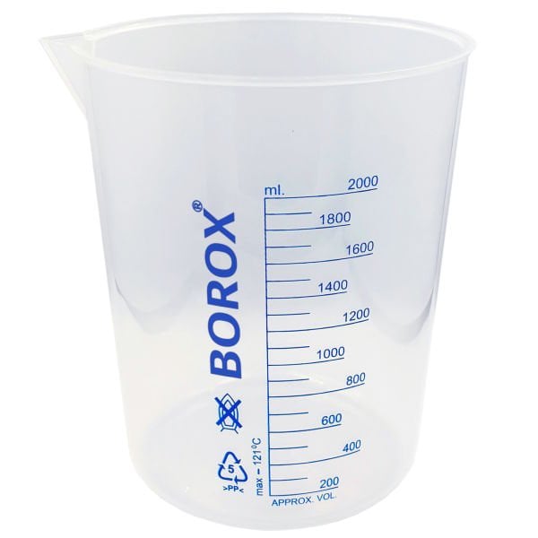 Borox Plastik Beher 2000 ml - Ölçü Kabı - Mavi Skala