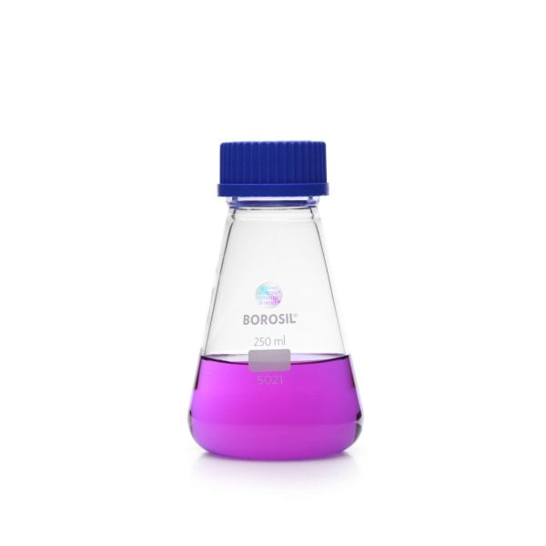 Borosil Cam Erlen 250 ml - Erlenmeyer Flask GL45 Kapaklı