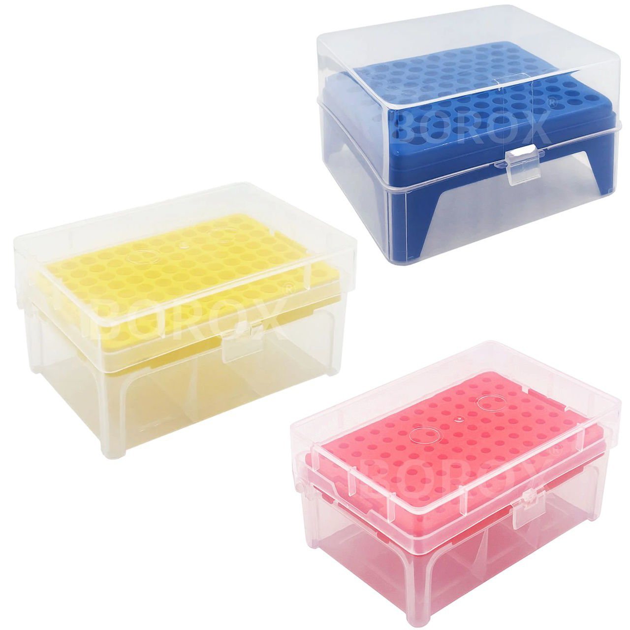Borox Boş Pipet Ucu Kutusu 10-200-1000ul İçin - Mikropipet Tip Box 100lü Rack - 3 Set / Paket