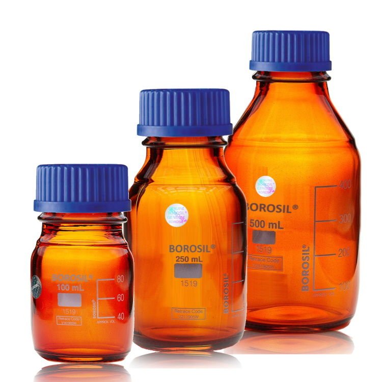 Borosil Cam Amber Şişe 2000 ml - Vida Kapaklı Boş Cam Şişe