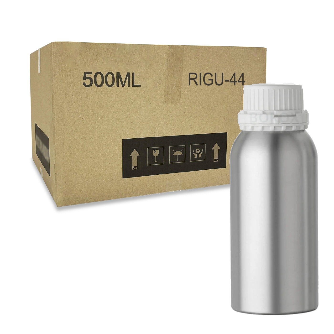 RIGU-44 Alüminyum Şişe 500 ml - Tıpalı ve Kapaklı Şişe Metal - 100 Adet-Koli Toptan