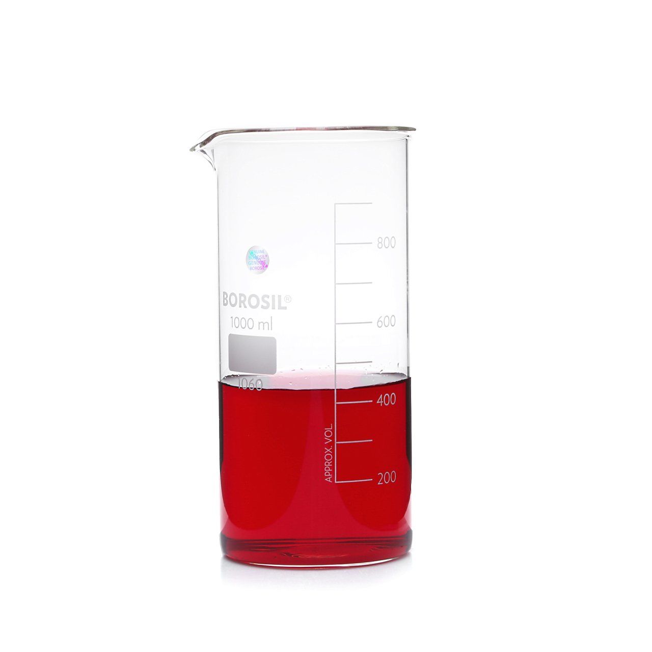 Borosil Cam Beher 1000 ml - Uzun Form Isıya Dayanıklı Beaker