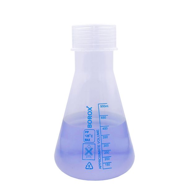 Borox Plastik Erlen - Erlenmeyer Flask Vida Kapaklı - Mavi Skala - 3 Farklı Hacim Toptan