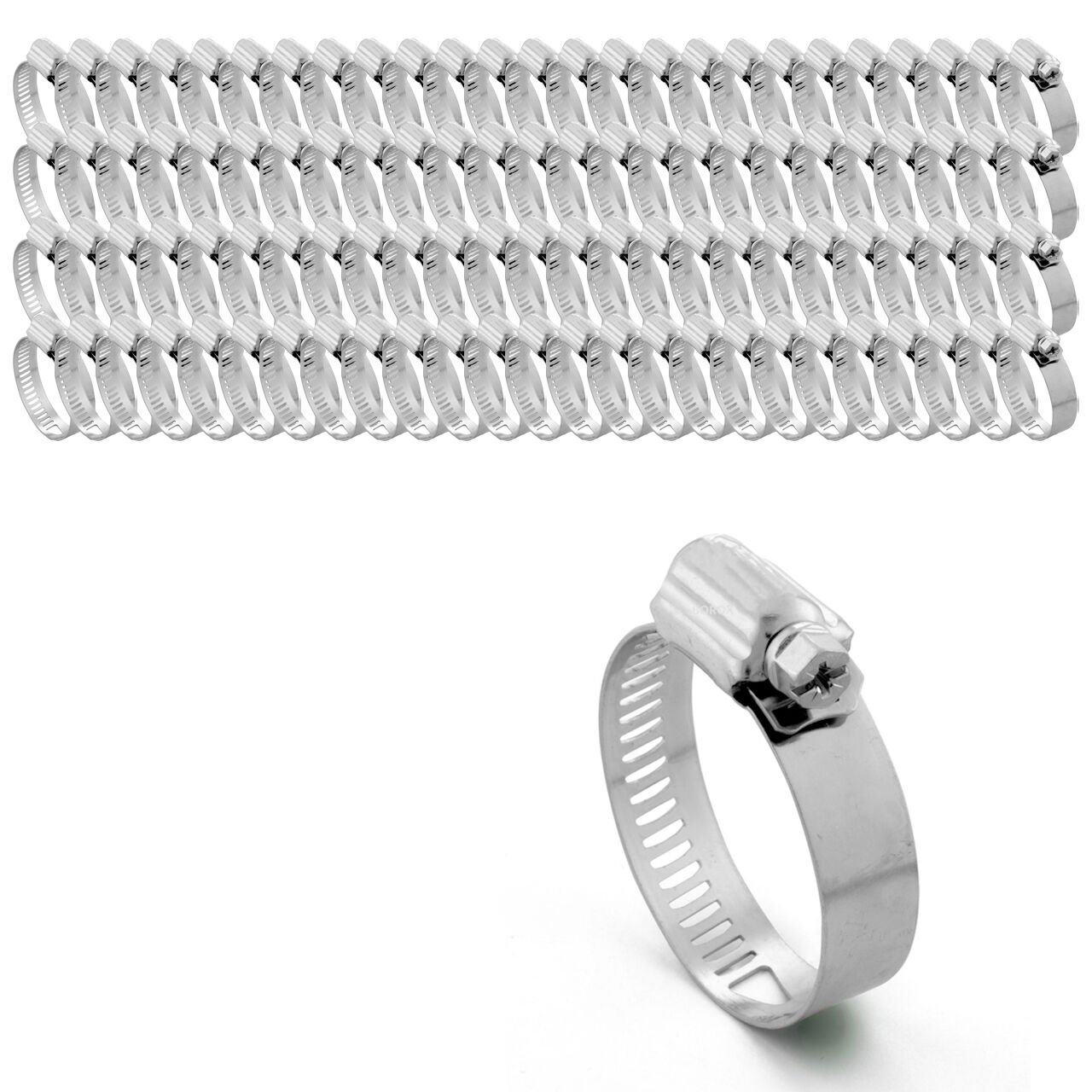 Borox Ayarlanabilir Çelik Hortum Kelepçesi 12x20mm - Hortum Bağlantı Aparatları 100 Adet/Paket