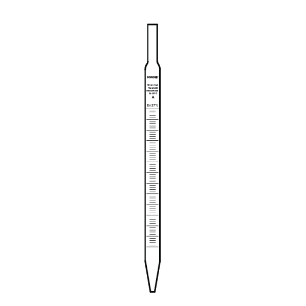 Borosil Cam Dereceli Pipet 0.1 ml - Mohr Tip Pipet - Class A