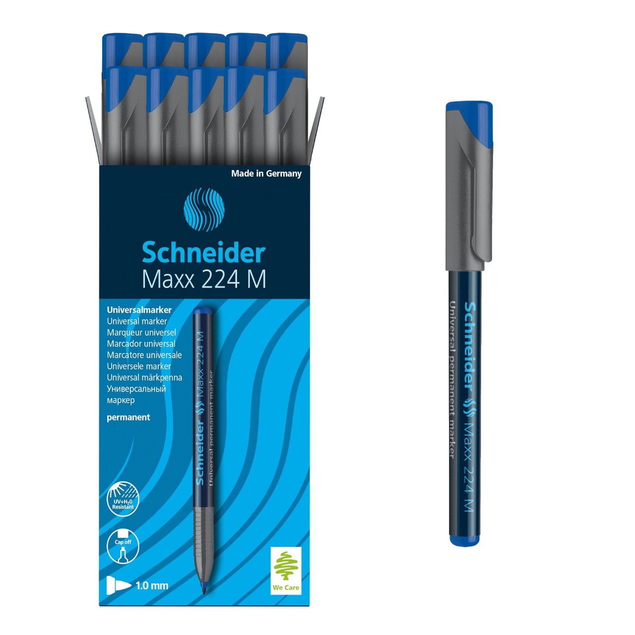 Schneider Maxx224 Asetat Kalemi Mavi - 1.0mm M - Cam Kalemi - 10 Adet