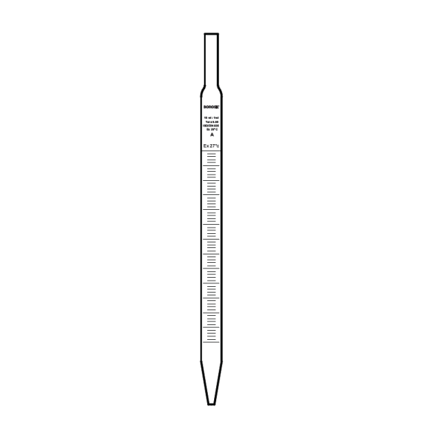 Borosil Cam Dereceli Pipet 25 ml - Mohr Tip Pipet - Class A