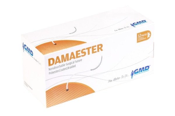 Cerrahi Sütür - Emilmeyen Ameliyat Dikiş İpliği - Damaester PE İplik - USP:4-0 - 75 cm - 1/2 Daire 18 mm - Sivri Kesim İğne