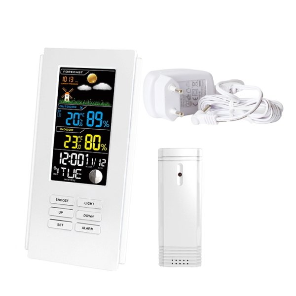 Dijital Termometre İç Dış Wireless Hava Takip Sistemi -Beyaz