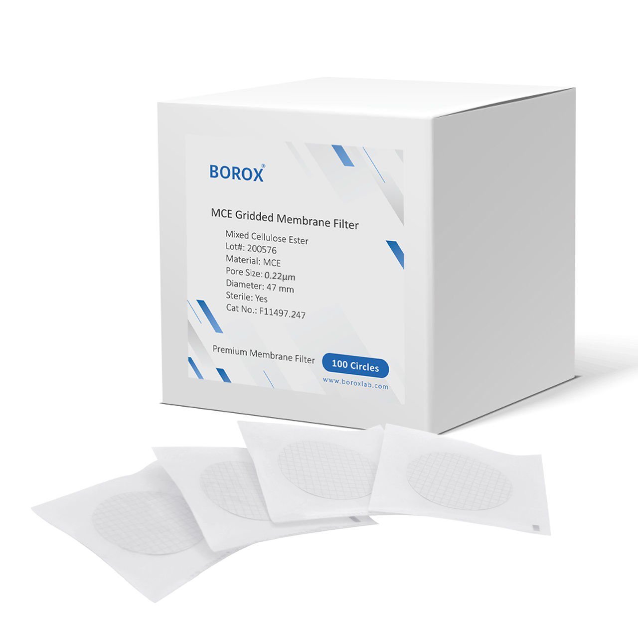 Borox Selüloz Asetat Membran Filtre Steril 0.22µm - 47mm - 100 Adet