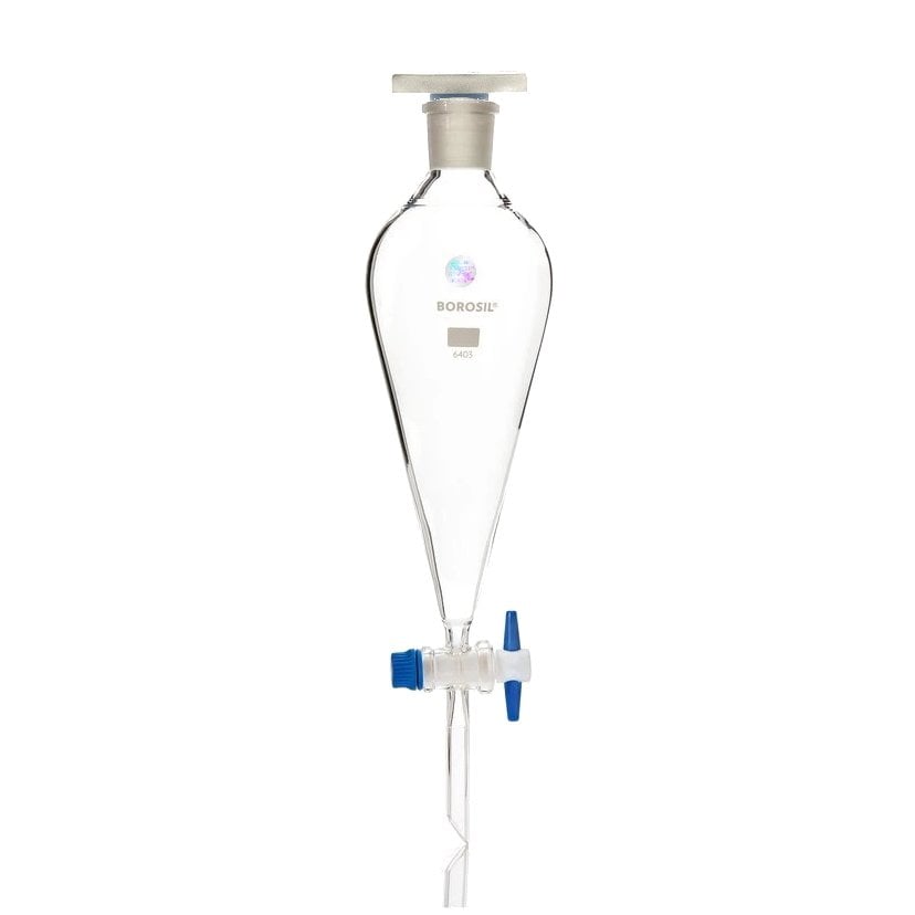 Borosil Cam Ayırma Hunisi 1000 ml - Teflon Musluklu Tıpalı
