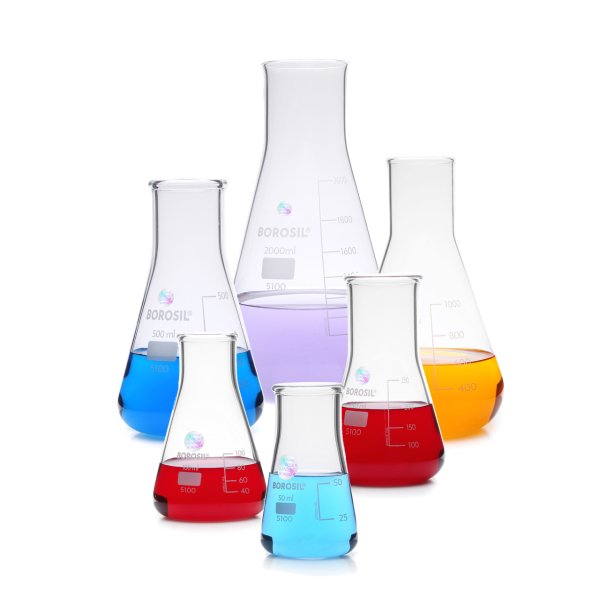 Borosil Cam Erlen 1000 ml - Erlenmeyer Flask Geniş Boyunlu