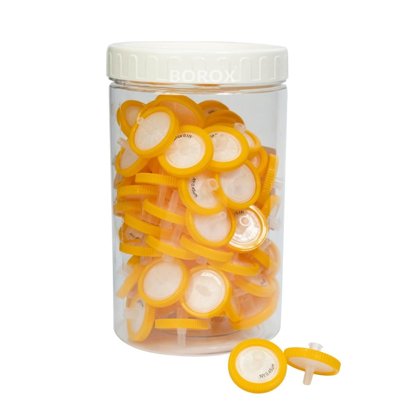 Borox Naylon Şırınga Filtre - Non Steril 0.45µm - Nylon Syringe Filter - Turuncu - 100 Adet
