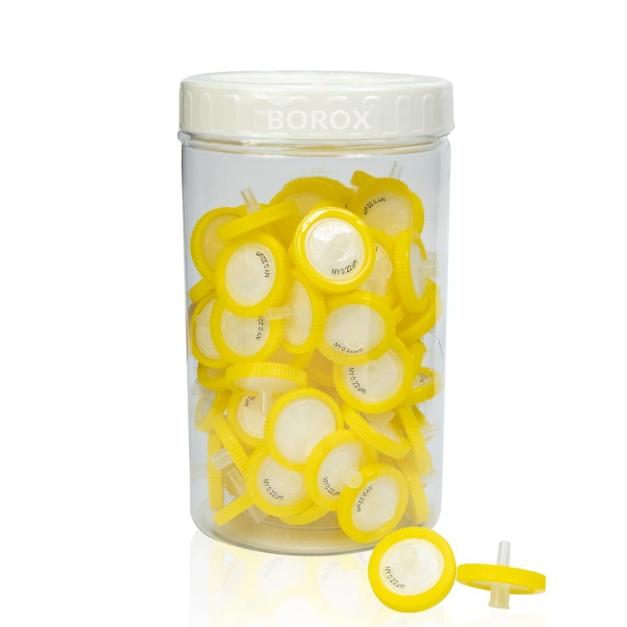 Borox Naylon Şırınga Filtre - Non Steril 0.22µm - Nylon Syringe Filter - Sarı - 100 Adet