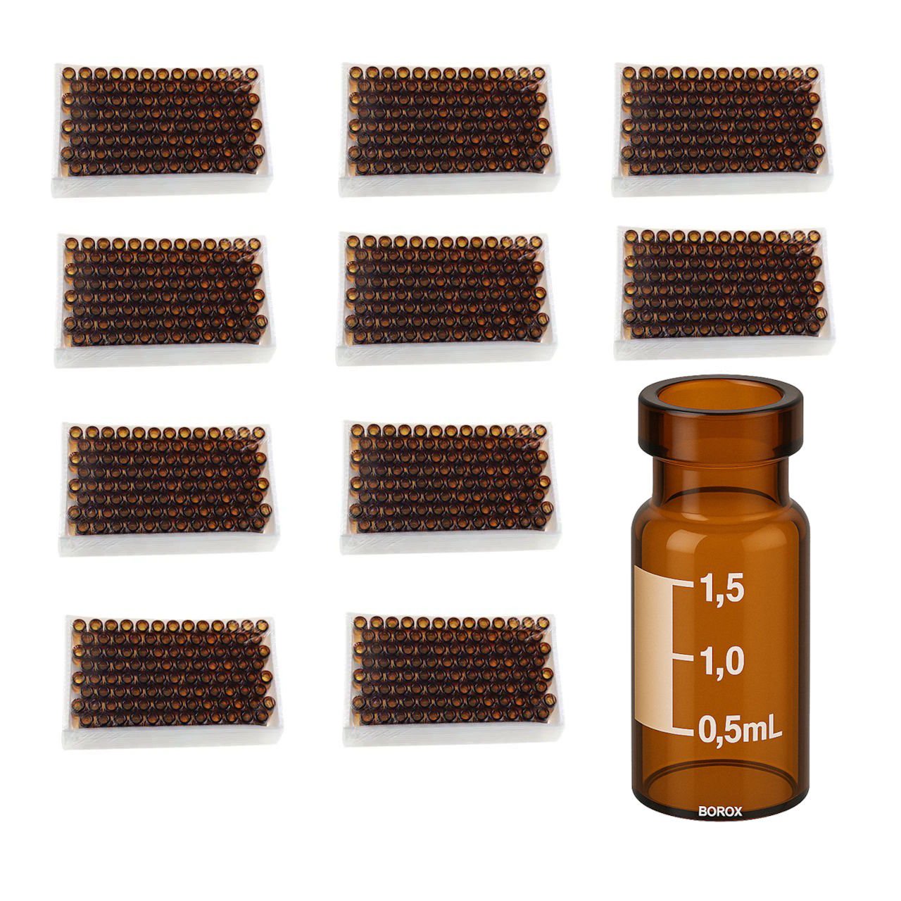 Borox Cam Vial 2 ml - Amber - Crimp ND11 - Hacim Ölçekli 1000 Adet Toptan