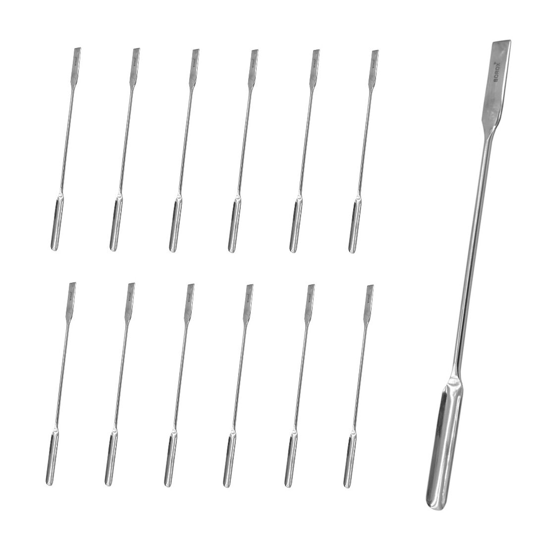Borox Metal Spatül Oluklu 21 cm - Paslanmaz Çelik Spatula - 12 Adet Toptan