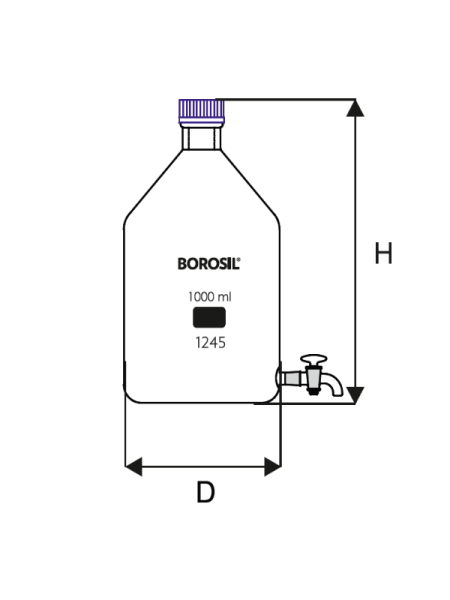 Borosil Cam Aspiratör Şişe 5000 ml - Musluklu Şişe 5 Litre