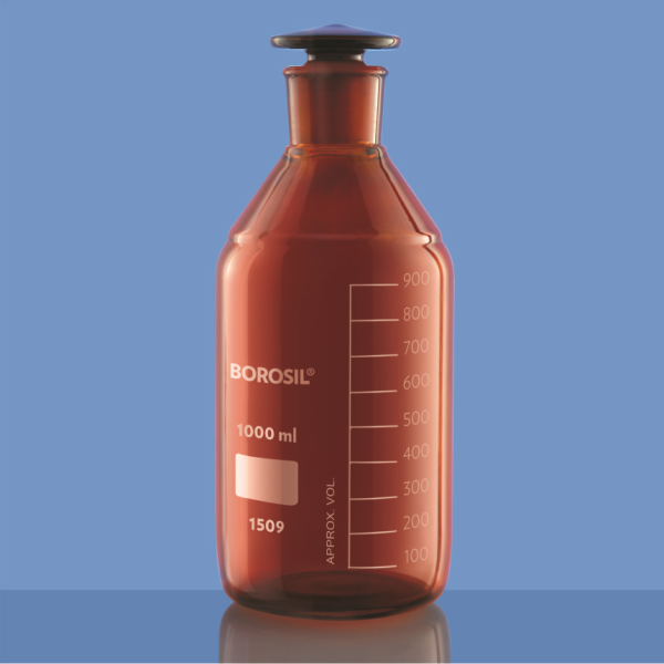 Borosil Amber Cam Miyar Şişe 500 ml - Cam Tıpalı Şişe