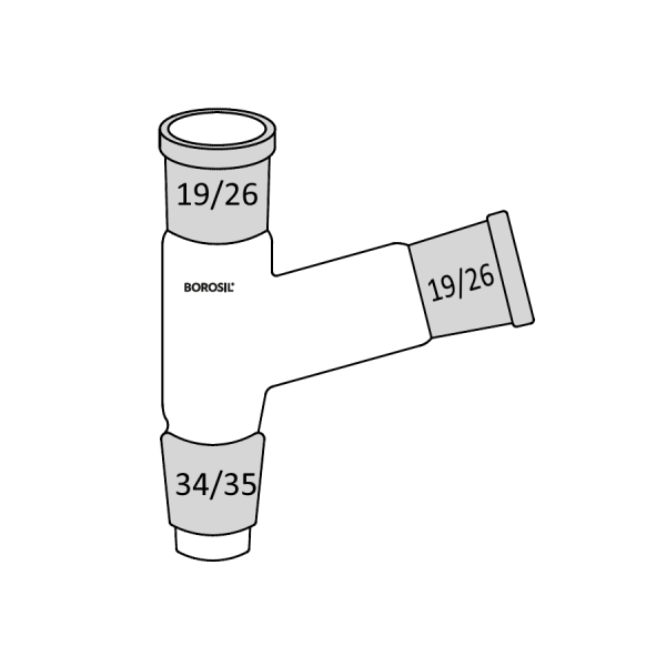 Borosil Cam Adaptör 2 Boyunlu - 45° Yukarı Açılı 19/26-34/35