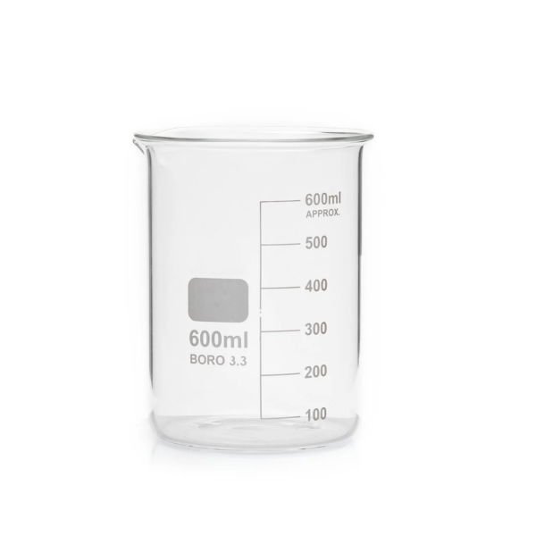 Borox Cam Beher 600 ml - Kısa Form Beaker 12 Adet-Paket