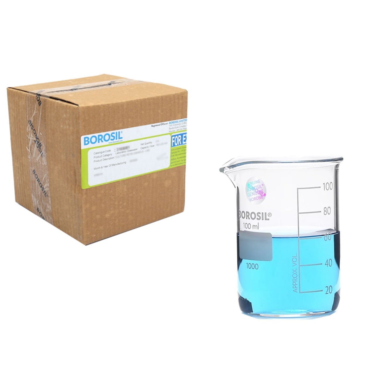 Borosil Cam Beher 100 ml - Kısa Form Beaker 40 Adet-Paket