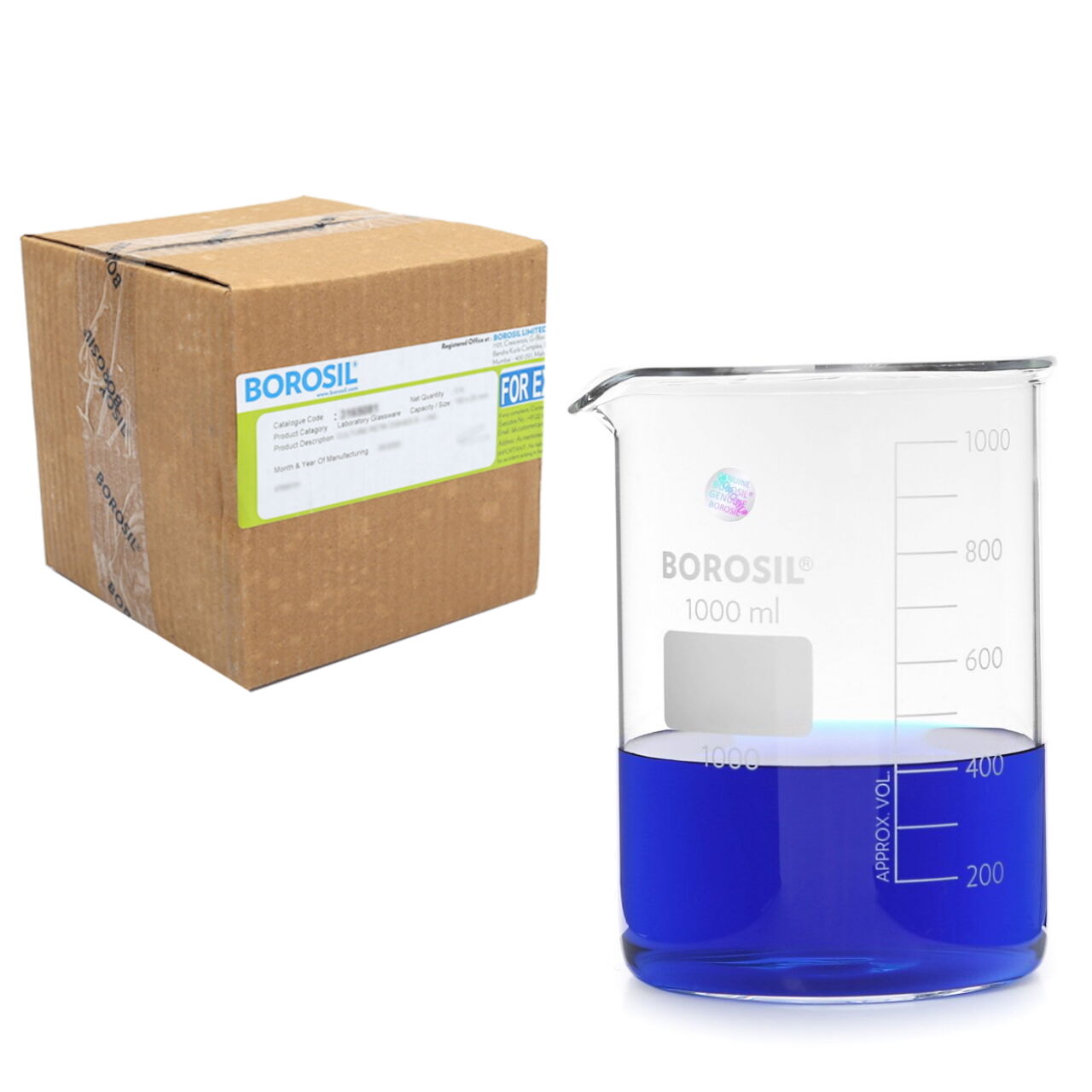 Borosil Cam Beher 1000 ml - Kısa Form Beaker 20 Adet-Paket