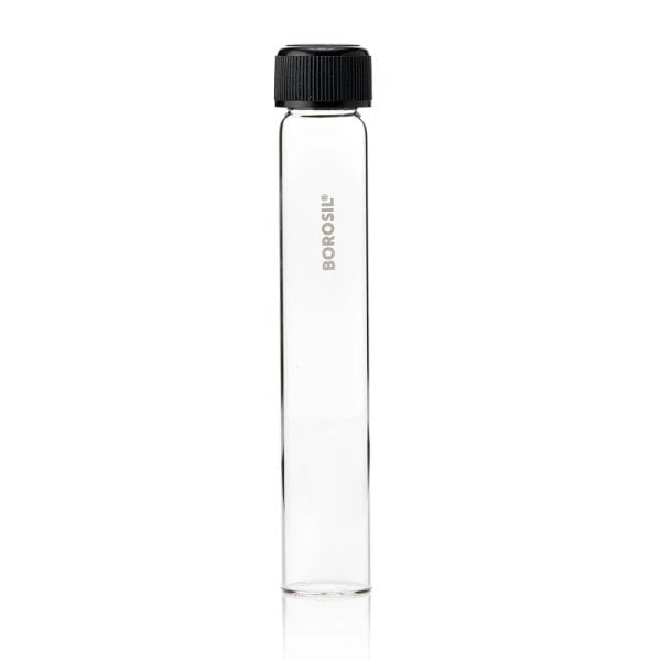 Borosil Cam Deney Tüpü 50 ml Dibi Düz - Kapaklı Kültür Tüp